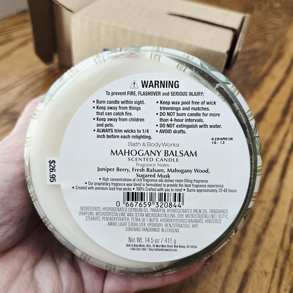 🛍BOGO 50% OFF🎄🕯NWT‼️Bath & Body Works "Mahogany Balsam" 3-wick Candle - Picture 5 of 10
